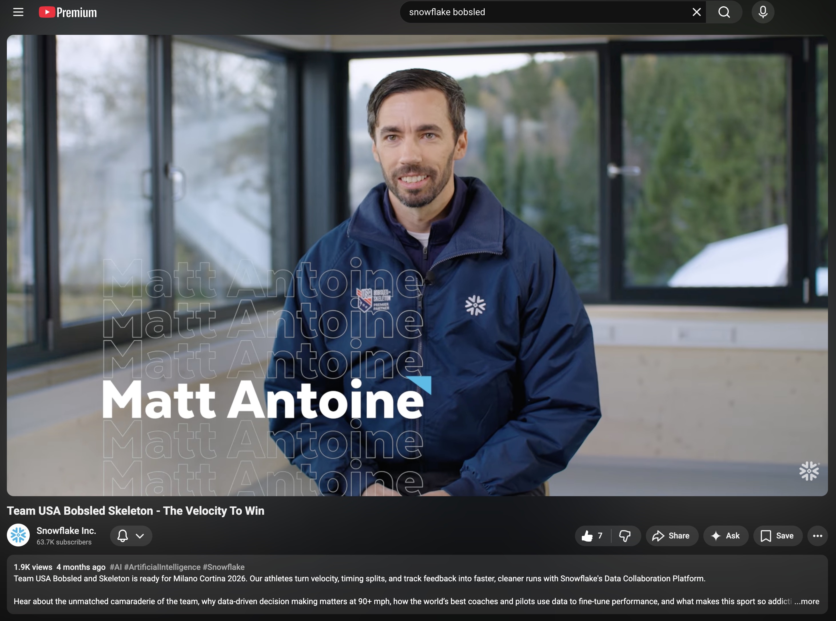 Bobsled graphics on YouTube